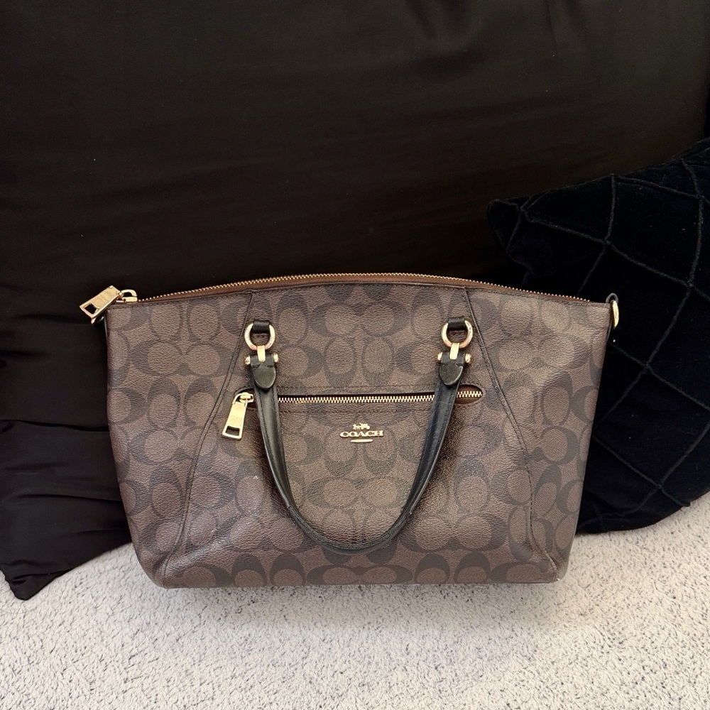 Coach Brown Signature Canvas Tote